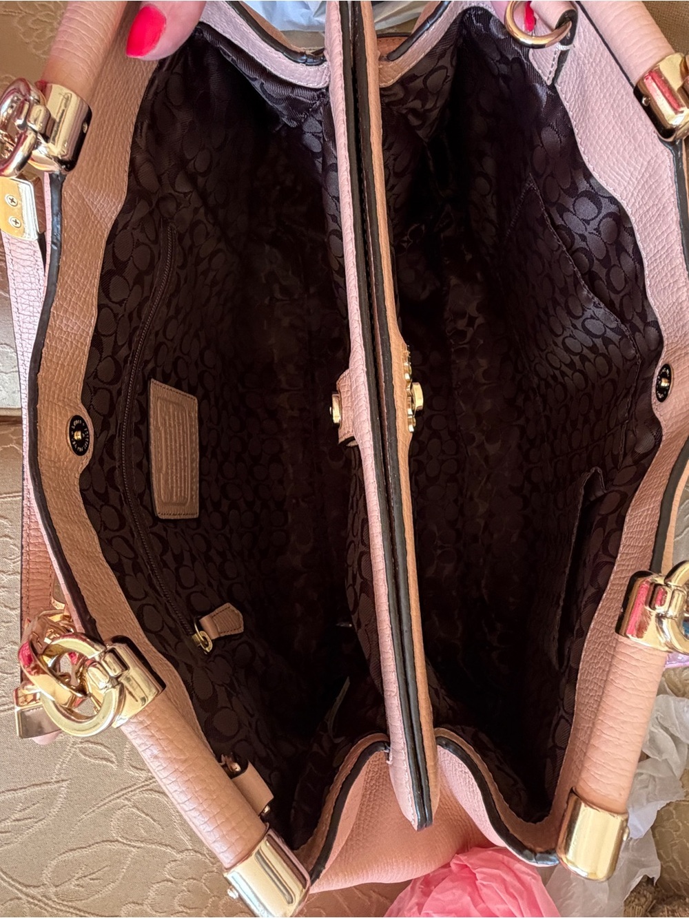 Coach Madison Phoebe Blush Pink Pebbled Leather Satchel with Gold-Tone Hardware - Picture 6 of 12